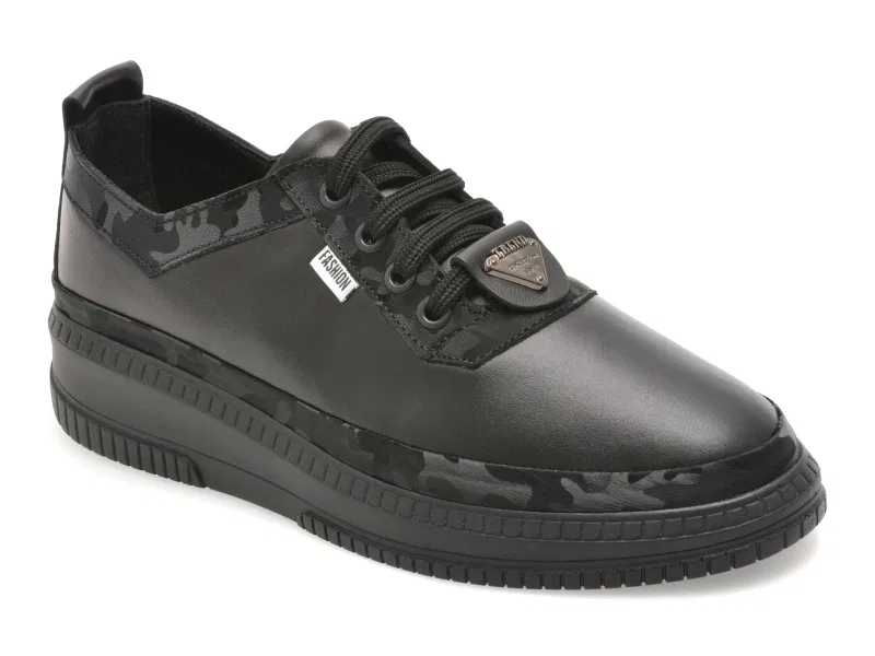 Pantofi GOLD DEER negri, 212668, din piele naturala