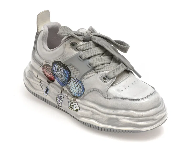 Pantofi sport GRYXX albi, 90171, din piele ecologica