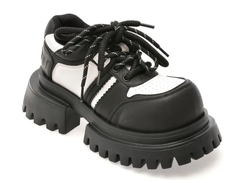 Pantofi GRYXX alb-negru, 696, din piele naturala