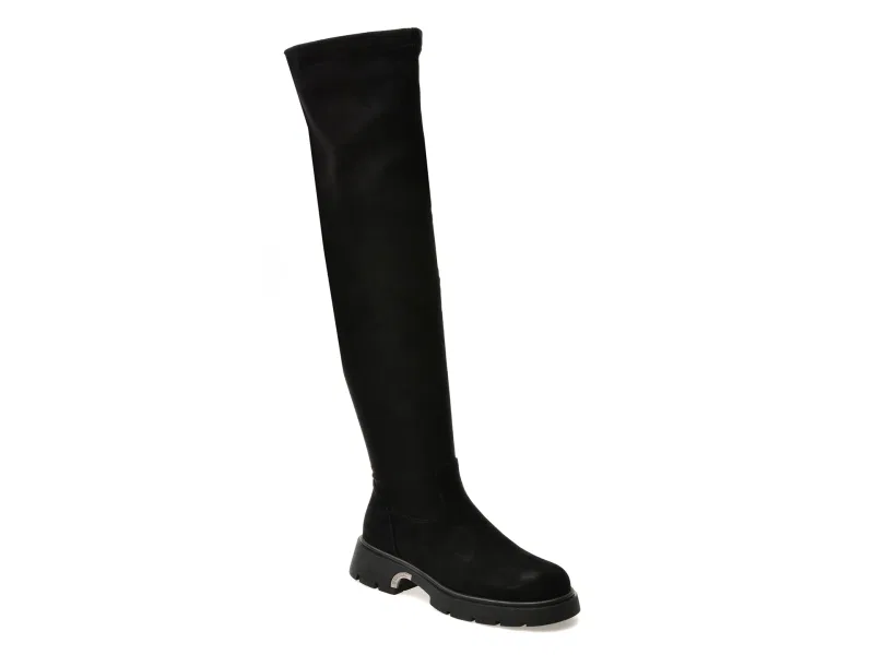 Cizme GRYXX negre, 4642, din material textil si piele naturala
