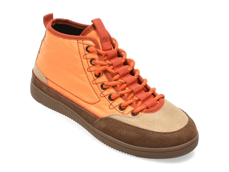 Ghete GRYXX portocalii, M99898, din material textil si piele naturala