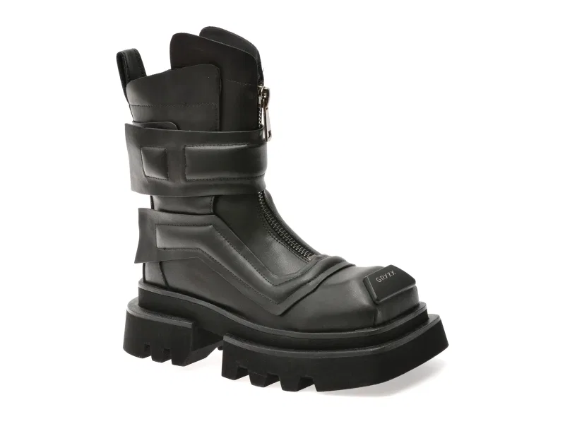 Bocanci GRYXX negri, EB992, din piele naturala