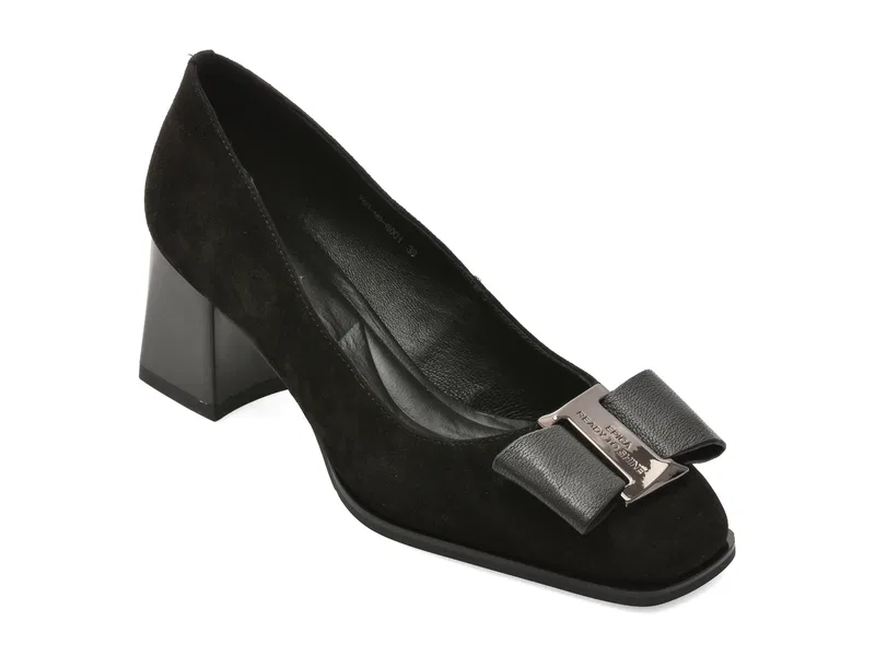 Pantofi eleganti EPICA negri, 763M6, din piele intoarsa