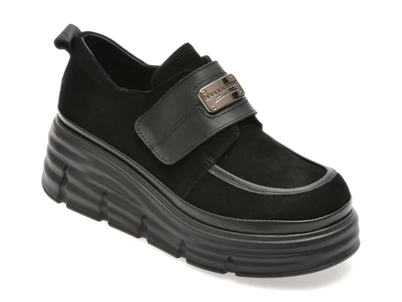 Pantofi GRYXX negri, 387605, din piele intoarsa