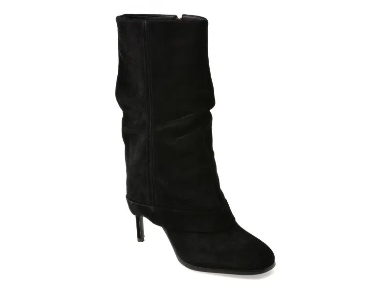 Cizme elegante EPICA negre, 202711, din piele intoarsa