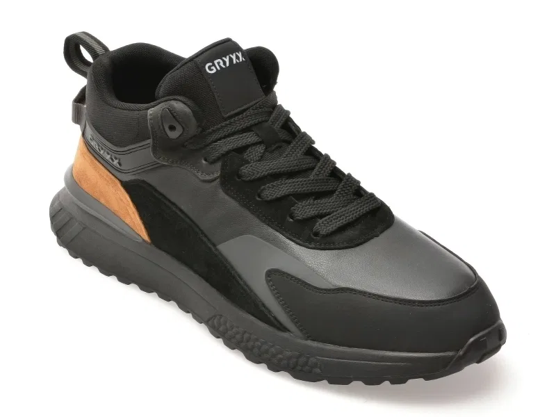 Ghete GRYXX negre, ZMSN33, din piele naturala