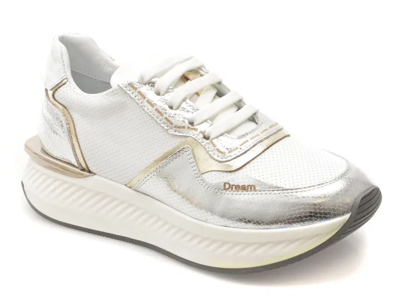 Pantofi sport ERISMA albi, 208926, din piele naturala